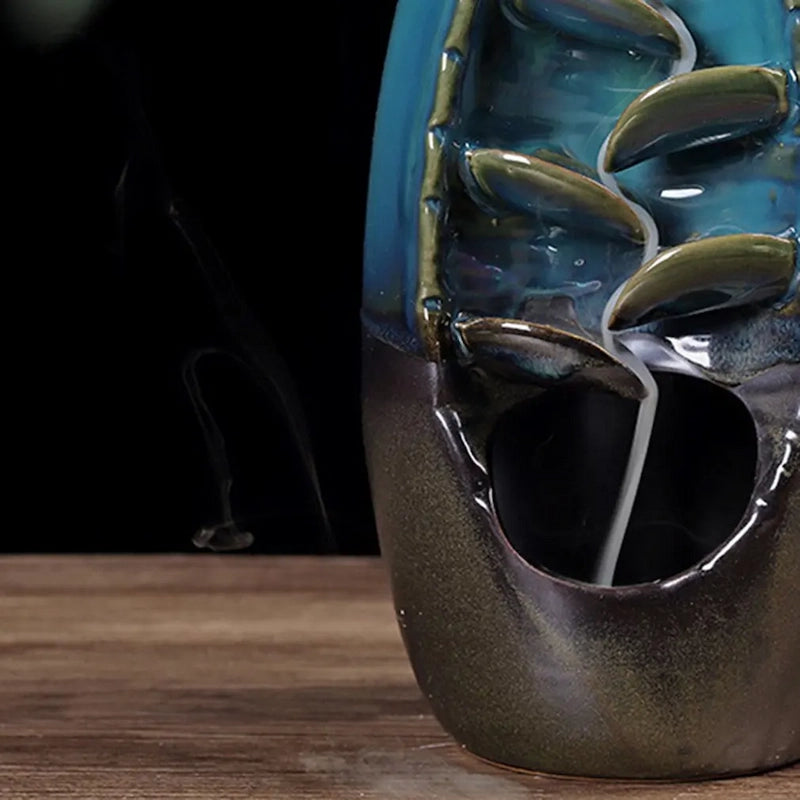 brûleur d'encens bleu détails